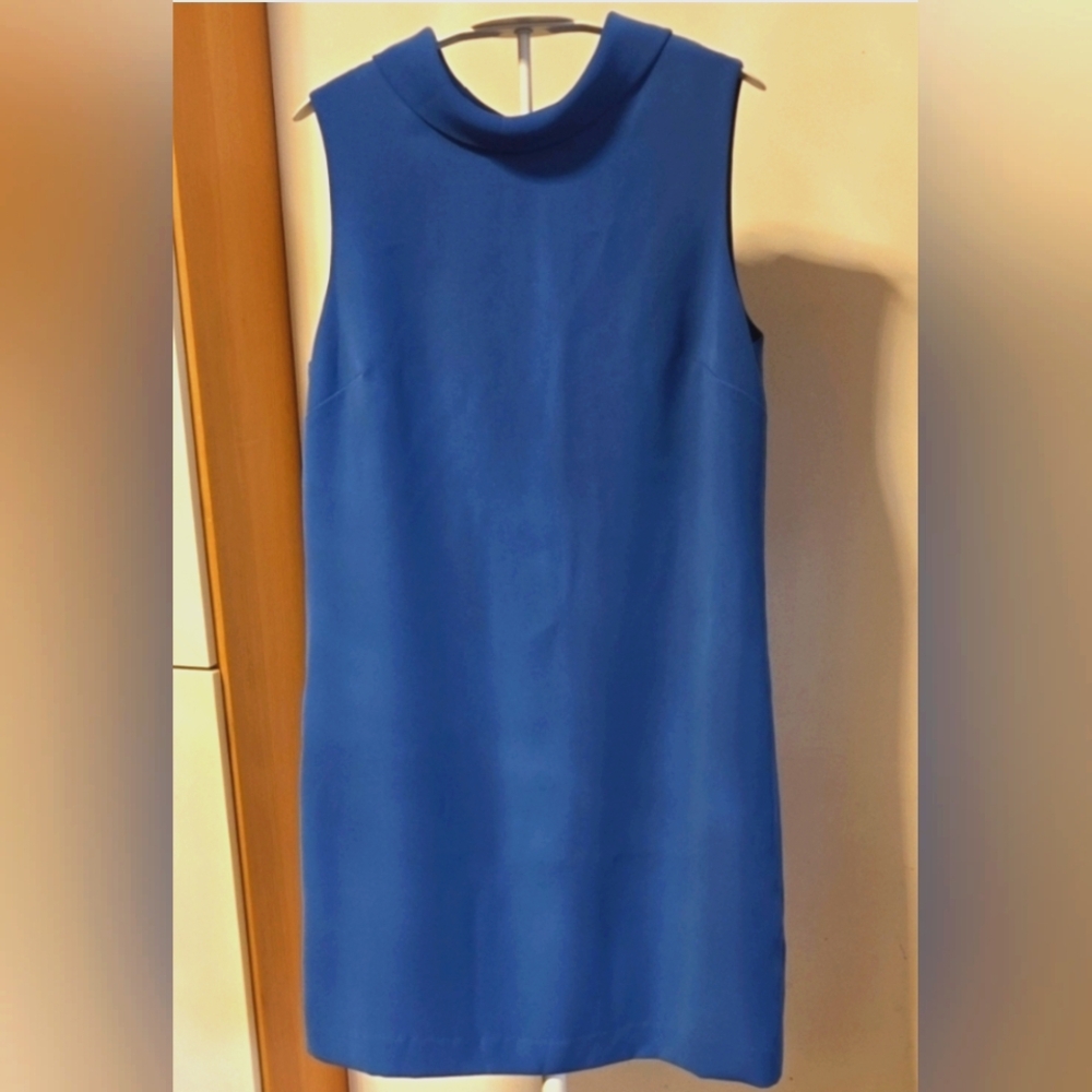 CYNTHIA STEFFE Blue Sheath Mini Dress Mock Neck Party Sleeveless Size 0